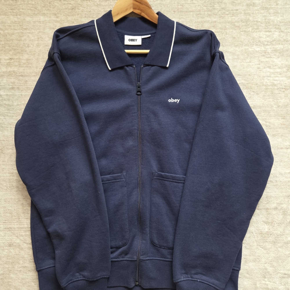 Obey Men's Zip-Up Navy Sweater